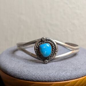 Vintage 925 Sterling Silver Navajo Turquoise Cuff Bracelet 11.46g